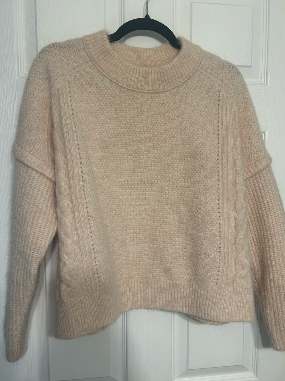 Madewell Cream Cable-Trim Crewneck Sweater